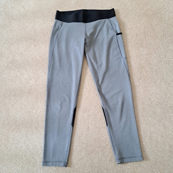 Adidas Aeroready Leggings Women's Medium Grey Black Mesh Panel Activewear Pants - Picture 3 of 8